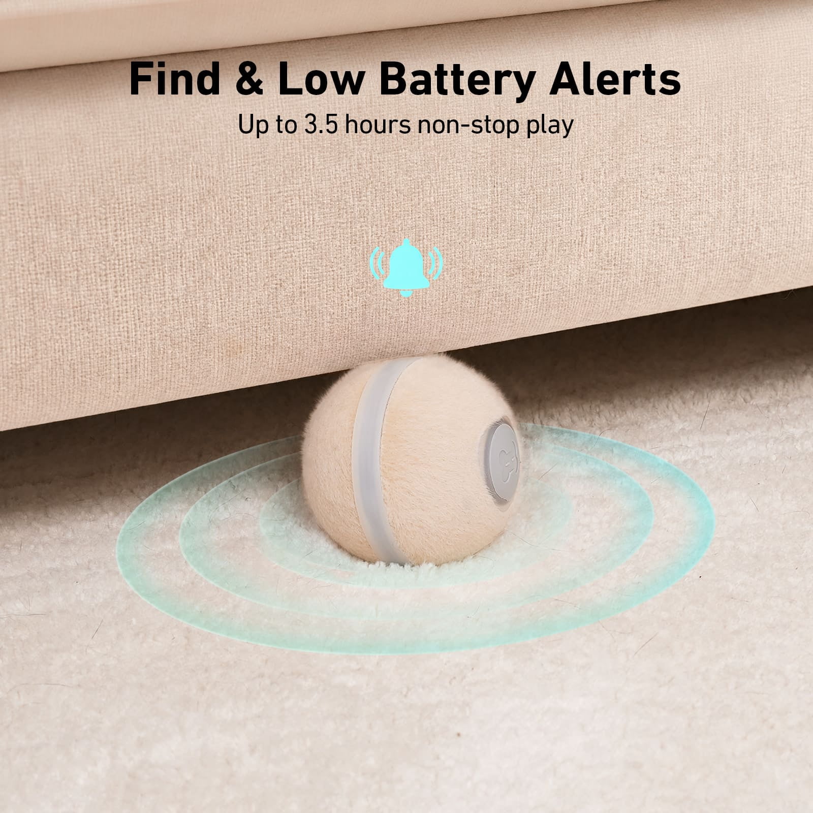 Cheerble Wicked Ball M3 Automatic Ball & Interactive Cat Toy with Bell, Apricot Beige