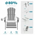 thumbnail image 3 of FURRYFECTION Folding Adirondack Chair Set of 2 with Cup Holder,All-Weather HDPE Outdoor Fir Pit Chairs for Patio Garden Backyard,Grey, 3 of 9