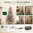 thumbnail image 6 of 7ft Pre-Lit Artificial Christmas Tree, Snow Flocked Design Pine Tree, Full Appearance Lighted Snowy w/Easy Assembly, 350 Lights, 850 Branch Tips Metal Stand for Home, Party Holiday Xmas Decoration, 6 of 9