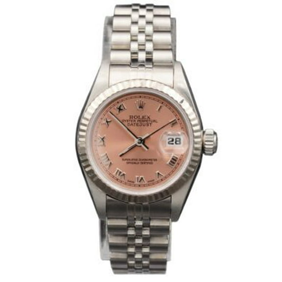 Pre-Owned Ladies Rolex Stainless Steel Datejust 69174 Watch with Pink Salmon Roman Dial