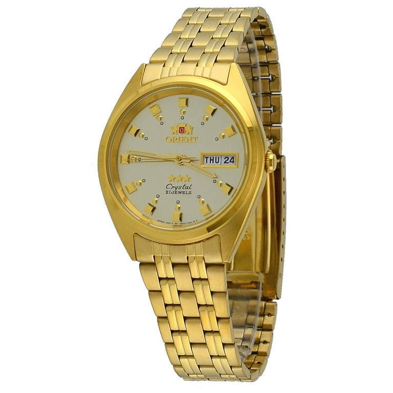 Ajustamiento Ballena barba simultáneo Orient FAB00001C Men's 3 Star Standard Gold Tone Gold Dial Automatic Watch - Walmart.com Ajustamiento Ballena barba simultáneo Orient FAB00001C Men's 3 Star Standard Gold Tone Gold Dial Automatic Watch - Walmart.com