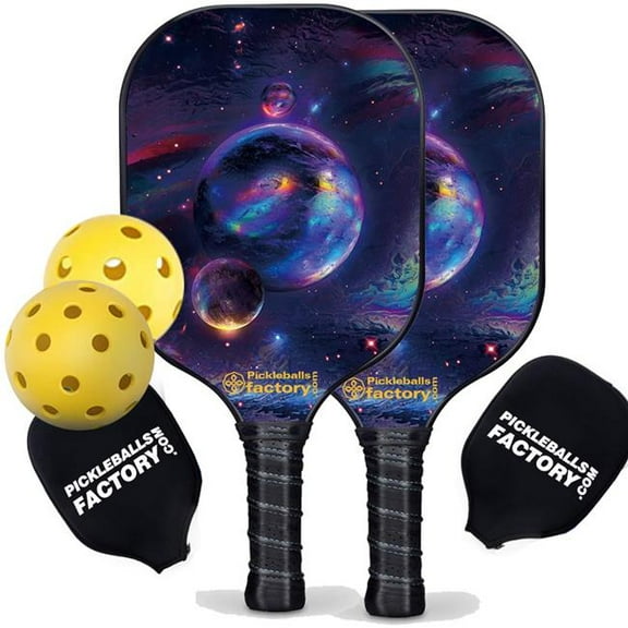Pickleball Factory PB00024-3-C Pickleball Set - Planet Pickleballtournament Paddle, Best Pickleball Sets 2022, Carbonfiber Graphite
