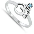 thumbnail image 4 of Elegant Ohm Meditate Ring Om Blue Simulated Topaz .925 Sterling Silver Band CZ Female Size 4, 4 of 4