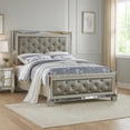 thumbnail image 5 of Benjara Reva California King Bed with Mirror Inlay-Upholstered Gray Faux Leather, 5 of 8