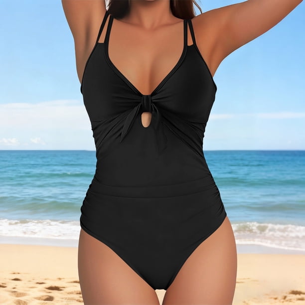 Trajes de baño para mujer Trajes de baño para mujer Trajes de baño con nudo recortado Trajes de baño de cintura alta con cuello en V Trajes de baño para mujer Trajes de baño para mujer Trajes de baño