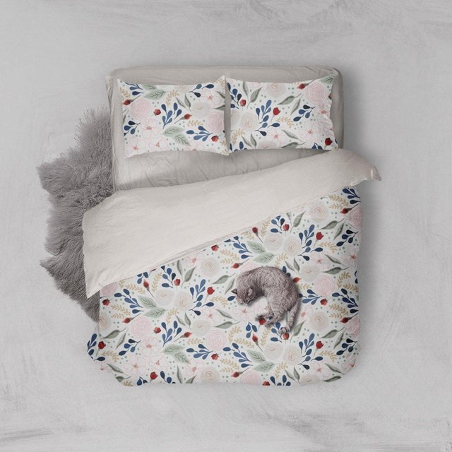 Ensemble de Housse de Couette Motif Fleur Colorée 3D, Taies d'Oreiller 130