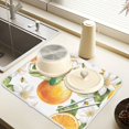 thumbnail image 2 of Yayeee Dish Drying Mat for Kitchen Counter 16" x 18" Microfiber Super Absorbent Coffee Decorative Pad, Floral Watercolor Oranges, 2 of 9