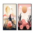 thumbnail image 2 of Designart "Pastel Gold Serenity Boho Landscape I" Modern Geometric Framed Wall Art Set Of 2 - Modern Pink Frame Gallery Set For Office Decor, 2 of 6