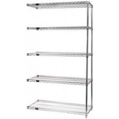 Quantum Storage AD54-2430S-5 5-Shelf Stainless Steel Wire Shelving Add-On Unit - 24 x 30 x 54 in.