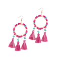 thumbnail image 3 of Pendientes de borlas navideñas, pendientes colgantes, diseño bohemio, ligeros, modernos, para festivales de invierno, regalos para eventos , Rosa Rosa, 3 of 8