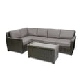 thumbnail image 1 of Krikacy 6-PCS Outdoor Wicker Modular Conversation Set w/Cabinet Coffee table, All-Weather HDPE, Grey, 1 of 8
