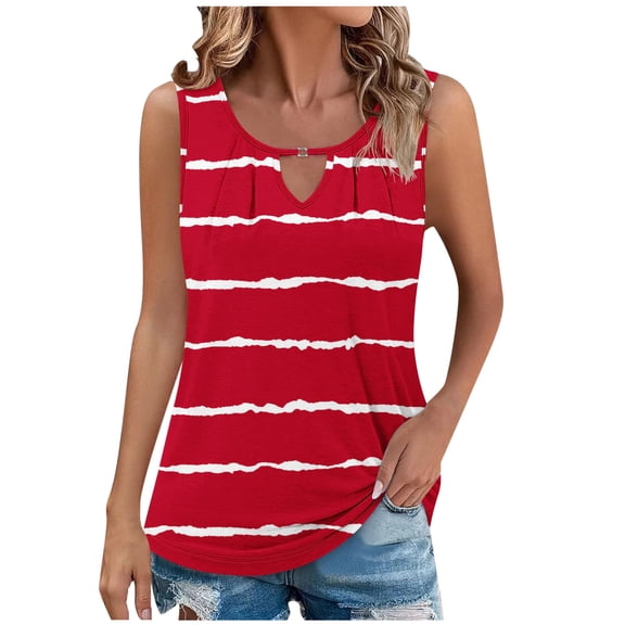 WRKEKC Womens Tank Tops Gradient Print V-Neck Sleeveless Summer Tank Casual Loose Fit Lightweight Daily Top