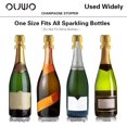 thumbnail image 4 of OUWO Champagne Sealer Stopper 6 Pack Stainless Steel Sparkling Wine Bottle Stoppers，Leak-Proof Bubble Retaining Saver，Suitable for Champagne Prosecco Cava and Sparkling (Gold), 4 of 5