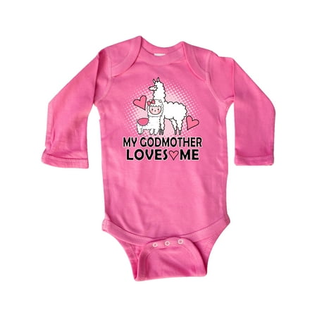 

Inktastic My Godmother Loves Me Llama Gift Baby Girl Long Sleeve Bodysuit