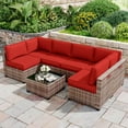 thumbnail image 6 of Kimunuk 14 Piece Outdoor Furniture Replacement Cushions, 5" Foam Foam High-Density, Fits 6-Seat Sectional Rattan Conversation Set, Patio Water-Resistant Sofa Cushions, Red, 6 of 6
