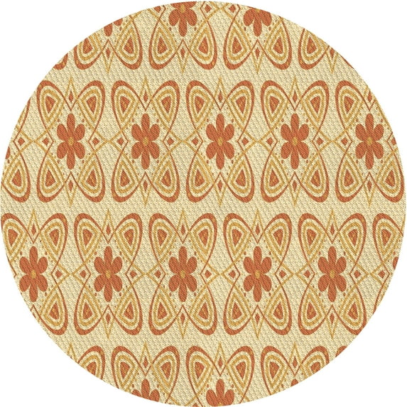 Ahgly Company Indoor Round Patterned Cardboard Brown Gold Area Rugs, 3' Round