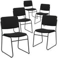 thumbnail image 3 of BizChair 5 Pack 500 lb. Capacity High Density Black Fabric Stacking Chair with Sled Base, 3 of 13