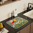 thumbnail image 5 of Yayeee Drying Mat for Kitchen Counter Dishes Microfiber Coffee Decorative Pad, Orange Floral Garden, 5 of 9