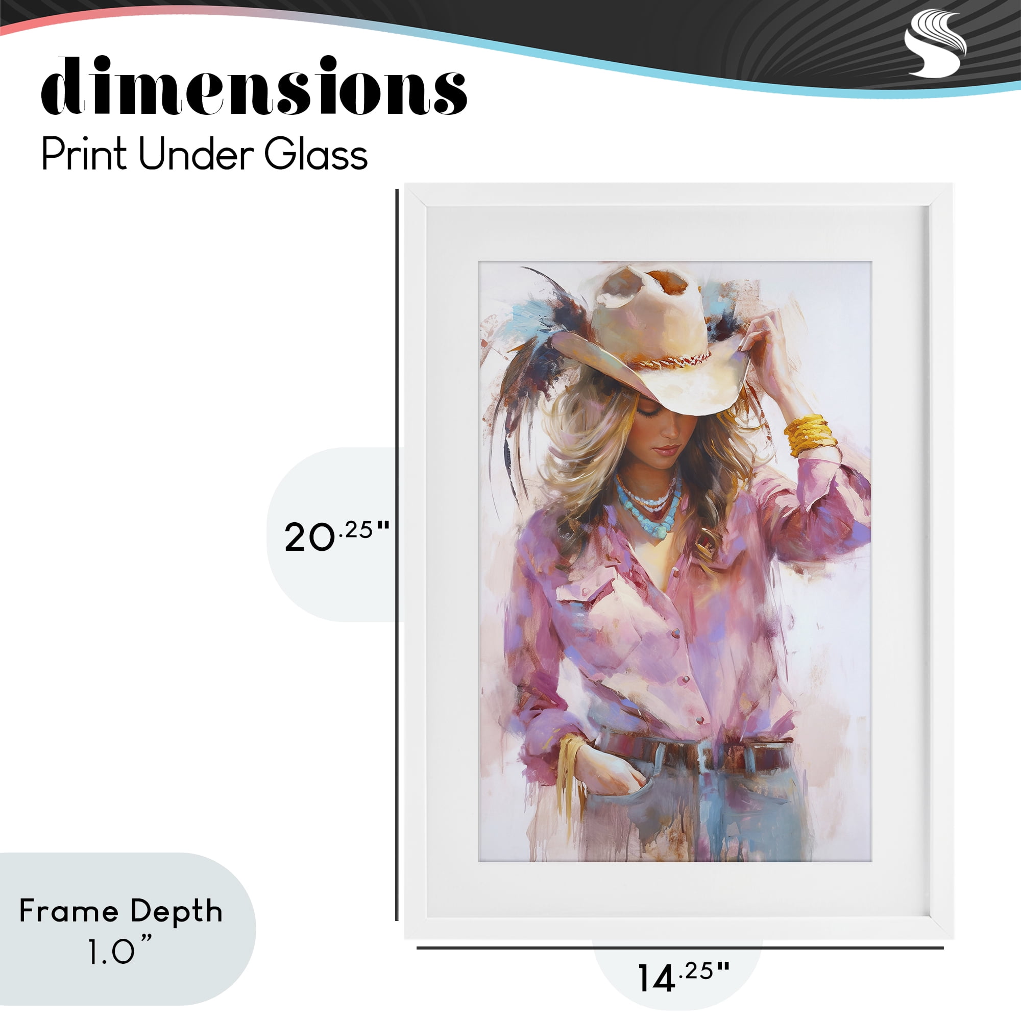 Stupell Industries Cowgirl Hat Reflections White Framed Print Under Glass, design by Tina LeCour