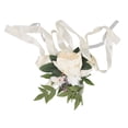 thumbnail image 3 of Arreglo artificial para bodas, ceremonias de hotel, decoración floral para sillas forjadas en gasa de color blanco lechoso, 3 of 8