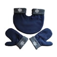 thumbnail image 3 of 3 piezas de guantes de pareja, guantes interconectados, guantes de felpa, mitones de invierno térmicos azul oscuro, 3 of 6
