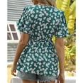 thumbnail image 3 of Women's V-Neck Printed Bell Sleeve Tunic Blouse, 3 of 4