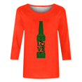 thumbnail image 4 of Pompotops T-Shirt d'Été Décontracté pour Femmes Imprimé Bière Col Rond Manches 3/4 Ample en Solde, 4 of 5