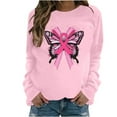 thumbnail image 2 of VKOYWKM Pink Breast Cancer Shirt for Women Crwneck Long Sleeve Breast Cancer Awareness Pullover Tops Fight Cancer Pink Ribbon Sweatshirts, 2 of 4