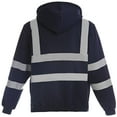 thumbnail image 4 of High Visibility workwear safety full zip hoodie reflective sweatshirt (Navy,S), 4 of 7