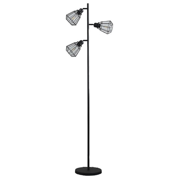 ORE International 65" Adjustable Cage Shade Metal Floor Lamp Black Matte