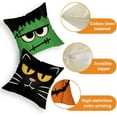 thumbnail image 5 of Halloween Jack O Lantern Decorative Throw Pillow Covers 18 x 18 Set of 4, Spooky Face Mummy Black Cat Fran.kens-tein Cushion Case Decor, Holiday Home Decoration for Sofa Couch, 5 of 5