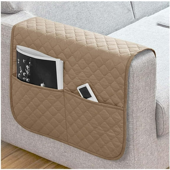Quilted Armrest Covers for Recliner Sofa with Storage Pocket - Non Slip, Pet Friendly Furniture Protectors