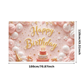 thumbnail image 3 of Pink Birthday Banner Stylish Happy Birthday Decorative Backdrop for Birthday Celebration Kid's Party Wall Decor, 3 of 4