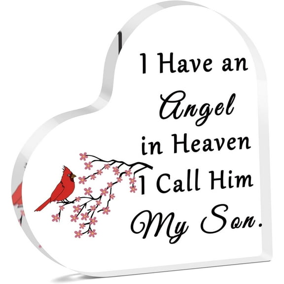 Sympathy Gifts for Loss of Son Memorial Acrylic Heart Keepsake for Loss of Son Grief Bereavement Gifts In Memory of Son Plaque Loss Memorial Condolences Gift for Parent Miscarriage Keepsake 4x4 inch