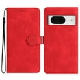 thumbnail image 1 of SaniMore Case for Google Pixel 8 6.3" 2023, [Card Slots + Cash Pocket + Removeable Wrist Strap] PU Leather Embossed Flower Flip Kickstand 360° All-around Protective Wallet Shell, Red, 1 of 8