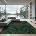 thumbnail image 2 of ODIKA 8'x10' Washable Area Rug Rings Festive Botanical Snake Motif Border Circle Round Leaves Refined for Dining Room, Large Office, Lounge, Non-Slip Chair-Friendly Mat, 2 of 7
