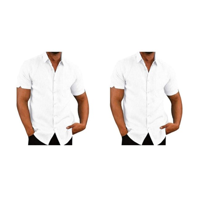 stanreset 1/2/3 Fête Randonnée Chemise Homme Simple Boutonnage Été Boutonnée Manches Courtes Polyester Mode Cadeau d'Anniversaire Blanc TTG 2 Pcs