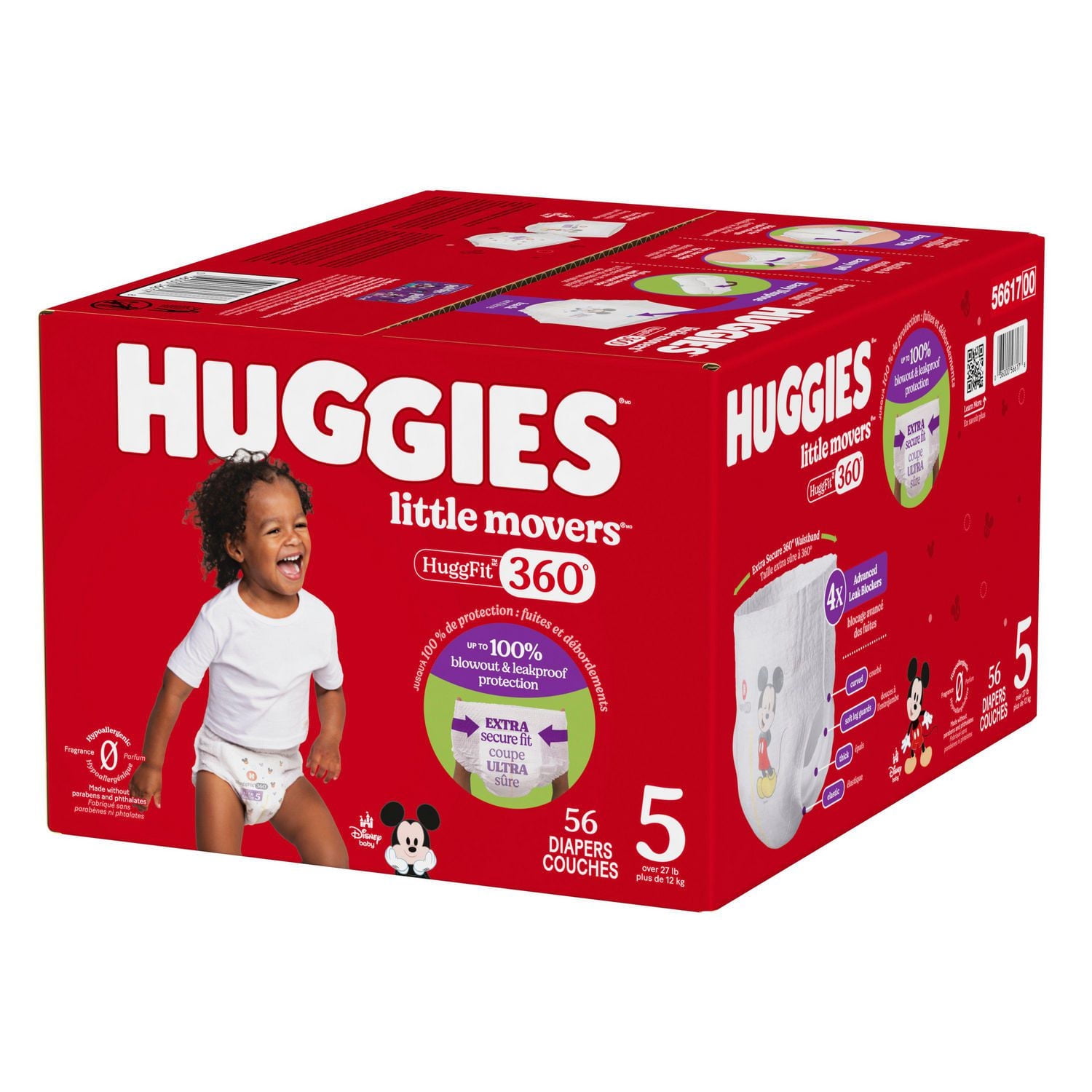 Huggies Little Movers HuggFit 360° Baby Diapers with 360° Waistband, Giga, Size 3-7, Count 76-44, HUG LM HF GIGA DPR S3-7|Count 76-44
