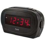 Equity Digital 0.60 Red LED Corded Electric Black Alarm Clock, 30228
