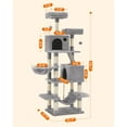 thumbnail image 3 of Feandrea Cat Tree, 66.1-inch Large Cat Tower with 13 Scratching Posts, 2 Perches, 2 Caves, Basket, Hammock, Pompoms, Light Gray, 3 of 8