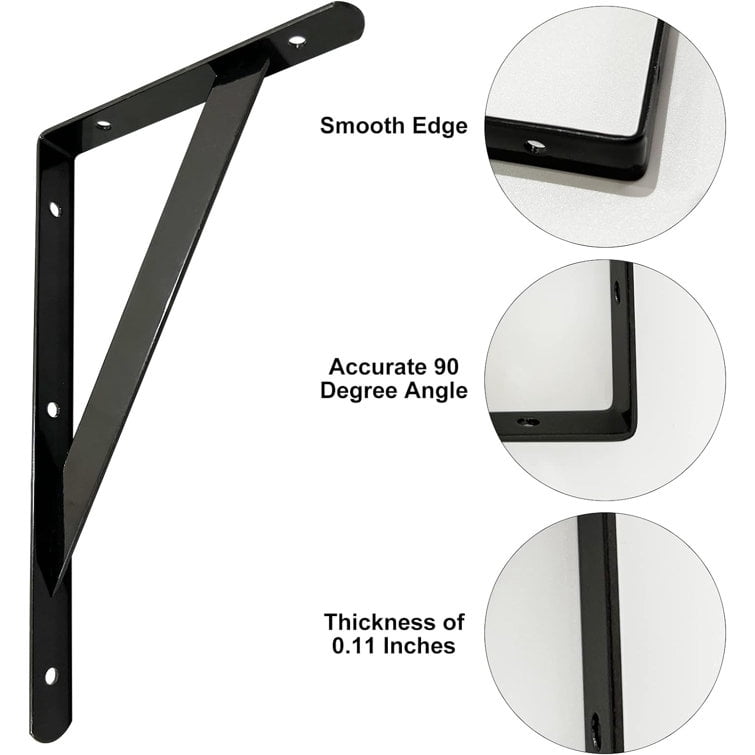 ShadeMart 12 Piece Heavy Duty Floating Metal Wall L-Shaped Shelf Brackets