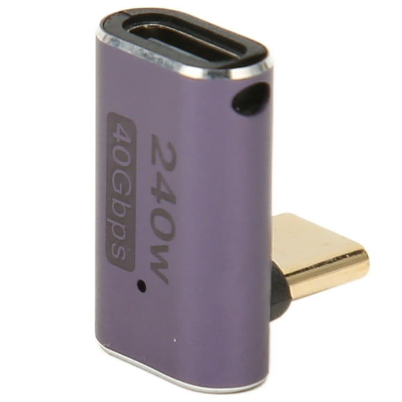 USB C Female To USB C Male Adapter, 40Gbps Compact USB4.0 C Right Angle Adapter 8K 60HZ for Game Console for Laptop for Phone