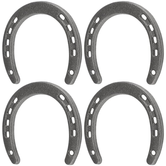 Pawsdot 4Pcs Dark Brown Cast Iron Horseshoe Ornament Wall Hanging Decor for Indoor Outdoor Vintage Style