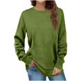 thumbnail image 2 of Usmixi Winter Sweatshirt for Women Womens Fleece Sweatshirt Casual Solid Long Sleeve Crewneck Sweatshirt Pullover Sweater Loose Ladies Plush Tops Blouses 2023 Sweatshirt, 2 of 7