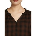 thumbnail image 2 of Blu White Blu Women's Smocked Shoulder Plaid Dress, 2 of 5
