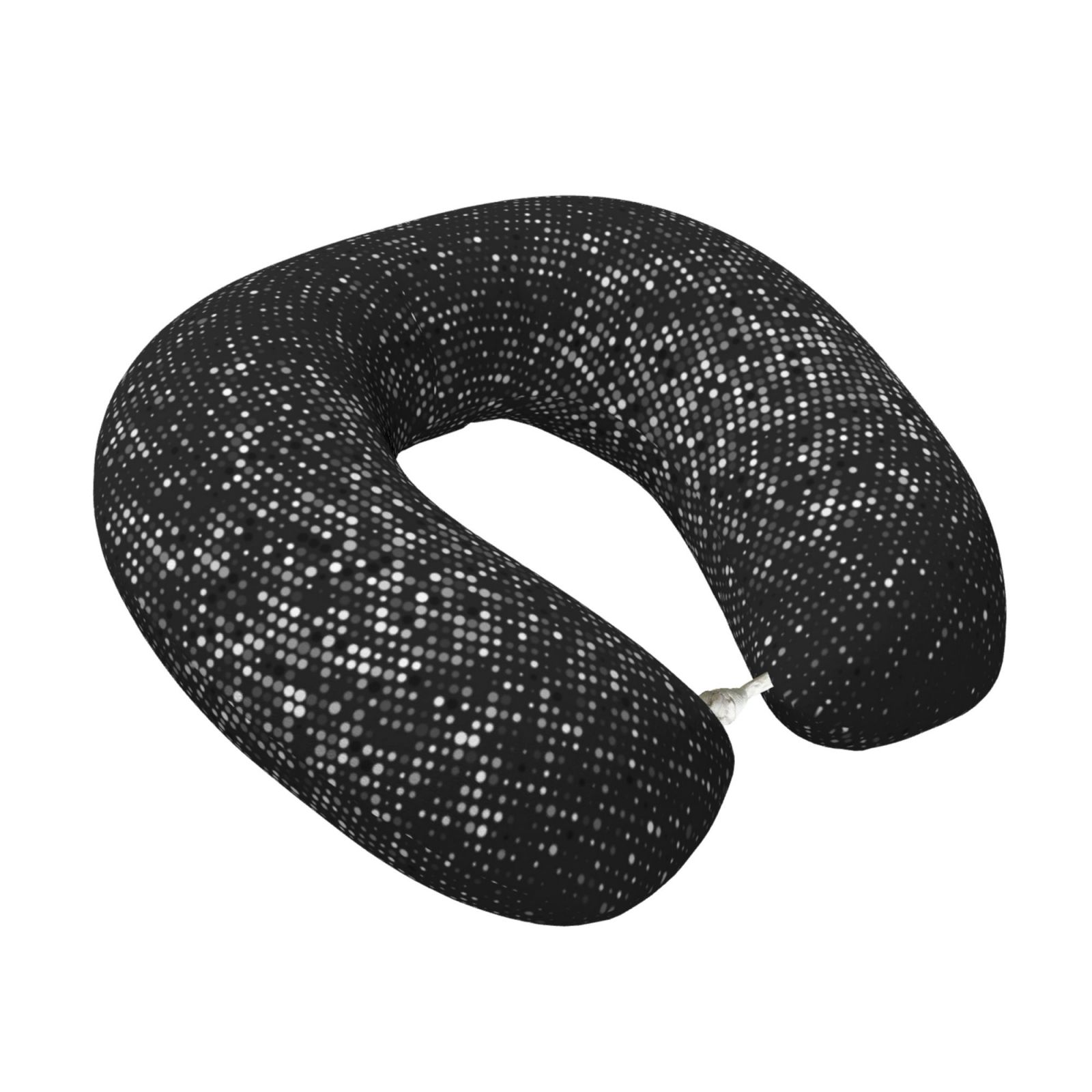 Xecao Black And White Dotted Print Memory Foam Cervical Neck Pillow Versatile U-Shaped Pillows for Home,Office,Camping,Travelling,Soft Washable Cover