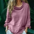 thumbnail image 2 of ZyeKqe Womens Long Sleeve Shirts Round Neck Top Solid Color Loose Fitted Tees Top Blouses, 2 of 6