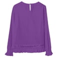 thumbnail image 4 of Casual Loose Fit Long Sleeve T Shirt Pure Color Breathable Blend Top For Everyday WearPurpleL, 4 of 7