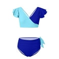 thumbnail image 5 of Linfrsh Women's High Waisted Bikini Sets Sexy Two Piece Swimsuits Color Block Cheeky High Cut Bathing Suits Womens Bikini Set Blue,XL, 5 of 5
