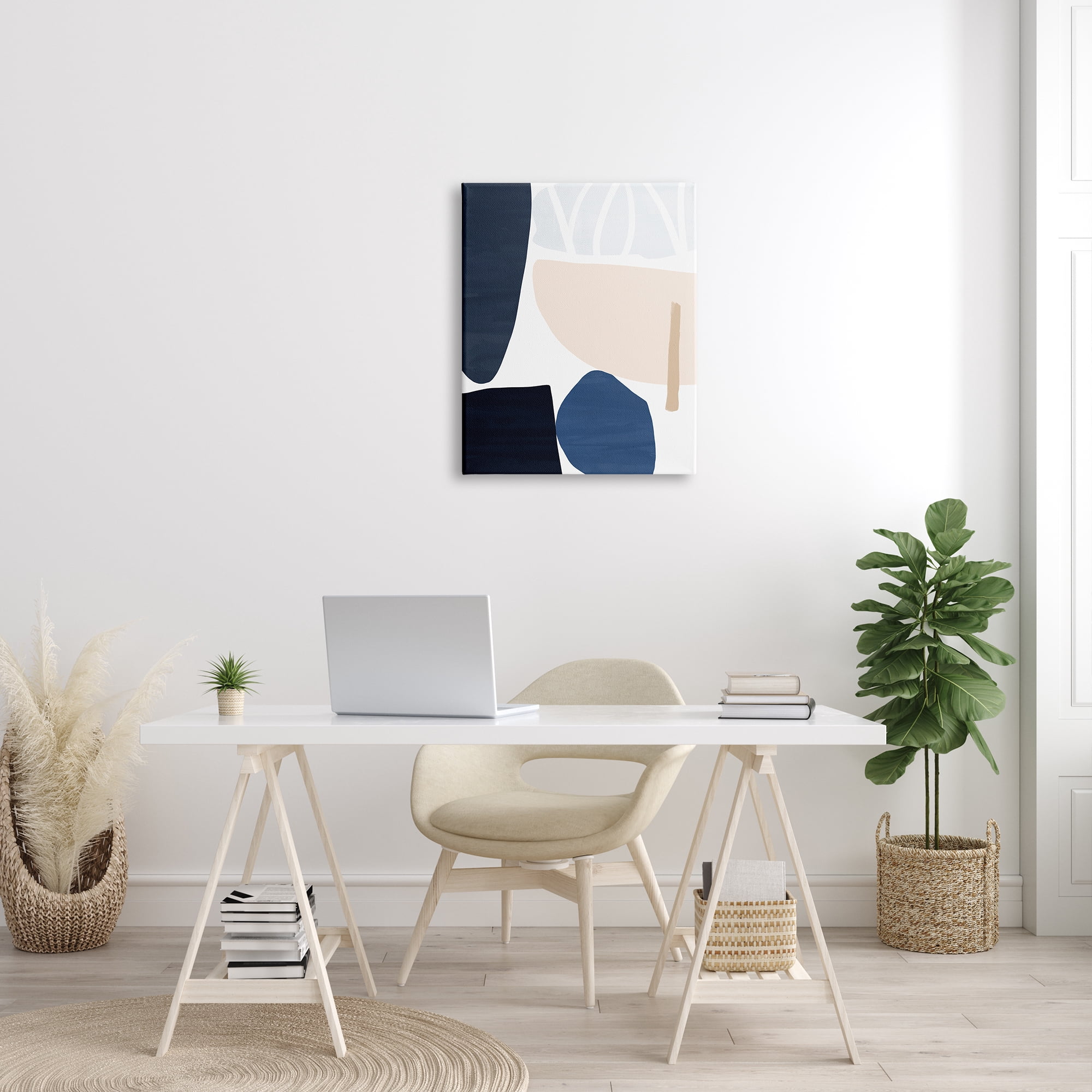 Stupell Indtries Abstract Shape Collage Modern Blue Pink Beige ,24 x 30,Design by Victoria Barnes
